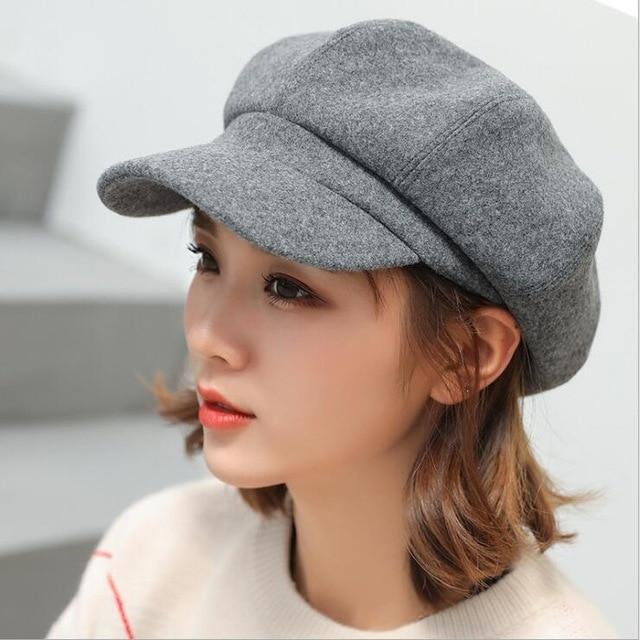 Chapeau-femme béret Gris Chapeau De Laine Hiver Béret Femme