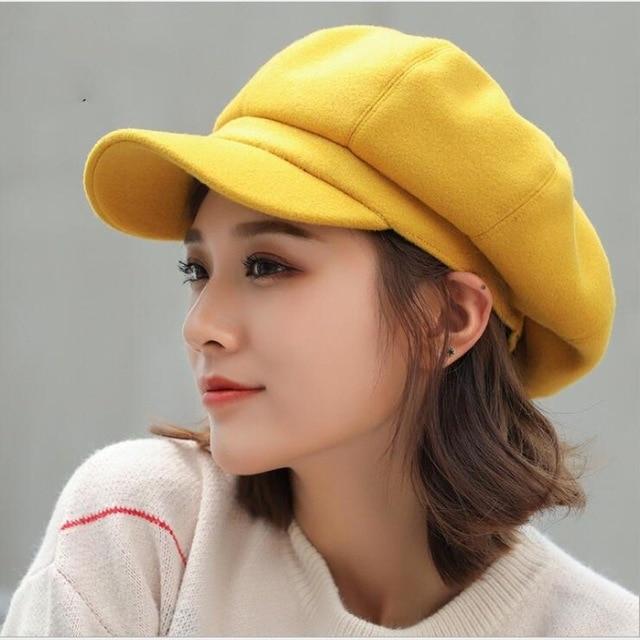 Chapeau-femme béret Jaune Chapeau De Laine Hiver Béret Femme