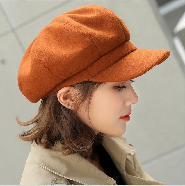 Chapeau-femme béret Orange Chapeau De Laine Hiver Béret Femme
