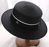 Chapeau-femme chapeau d'été Noir Chapeau Rond plat Haut De Paille M panama