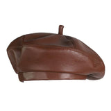 Chapeau-femme chapeau d'hiver Marron Beret Style Rétro En Cuir PU