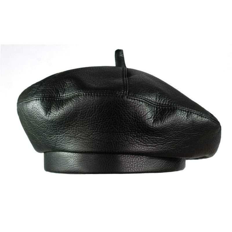 Chapeau-femme chapeau d'hiver Noir Beret Style Rétro En Cuir PU