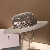 Chapeau-femme chapeau de paille chapeau M Léger tricot d'or et d'argent paillettes