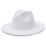 Chapeau-femme fédora Blanc / 59-62cm Chapeau Fedora à bord plat