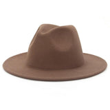 Chapeau-femme fédora Dark Camel / 59-62cm Chapeau Fedora à bord plat