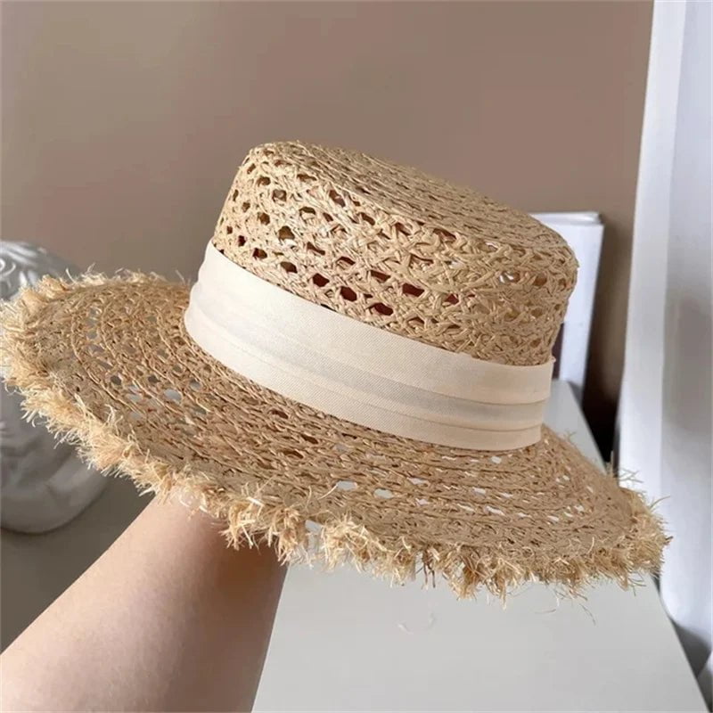 La boutique du chapeau 18 / M 55-58cm Chapeau de paille plat