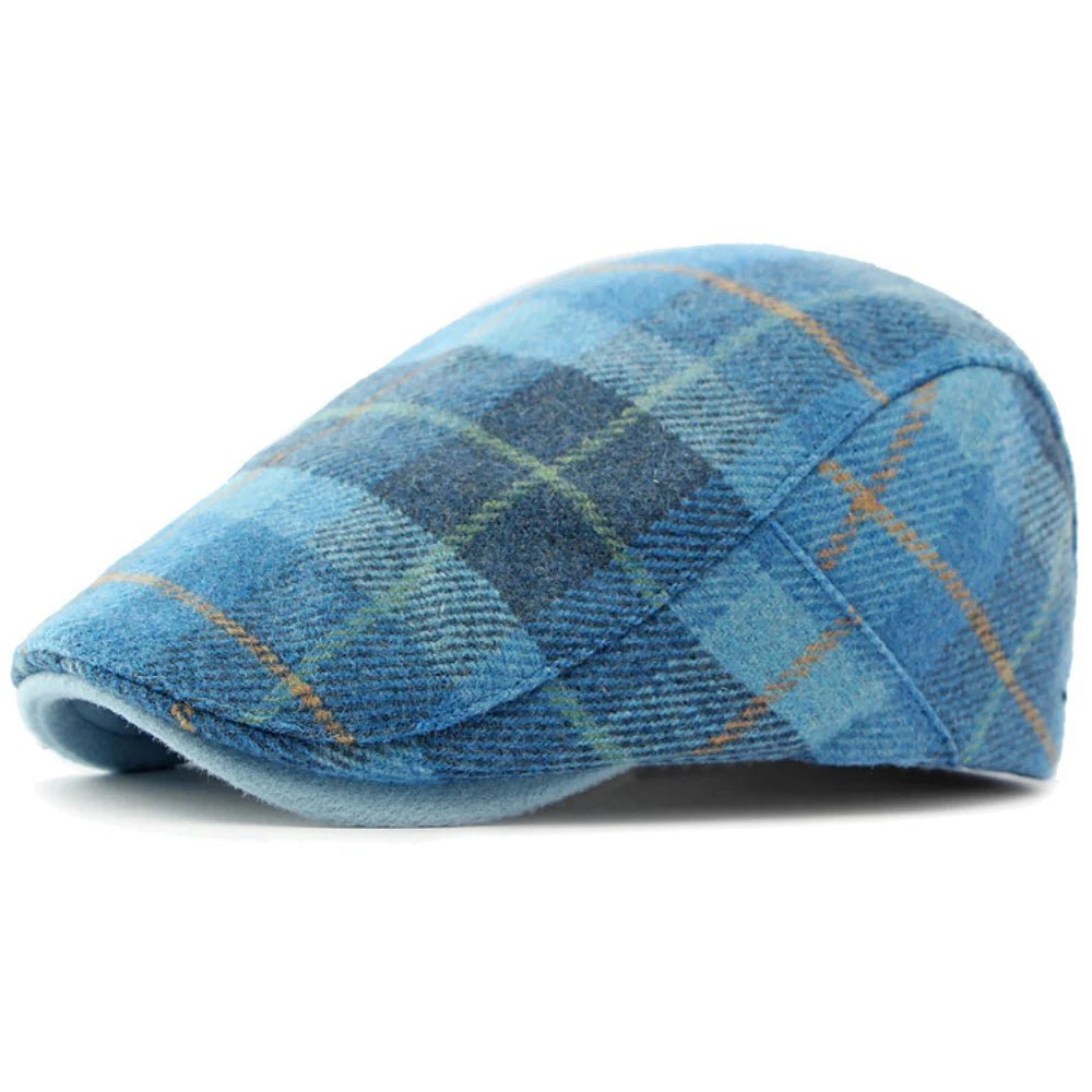 La boutique du chapeau Acid Blue / 55-60cm Adjustable Béret en laine à carreaux