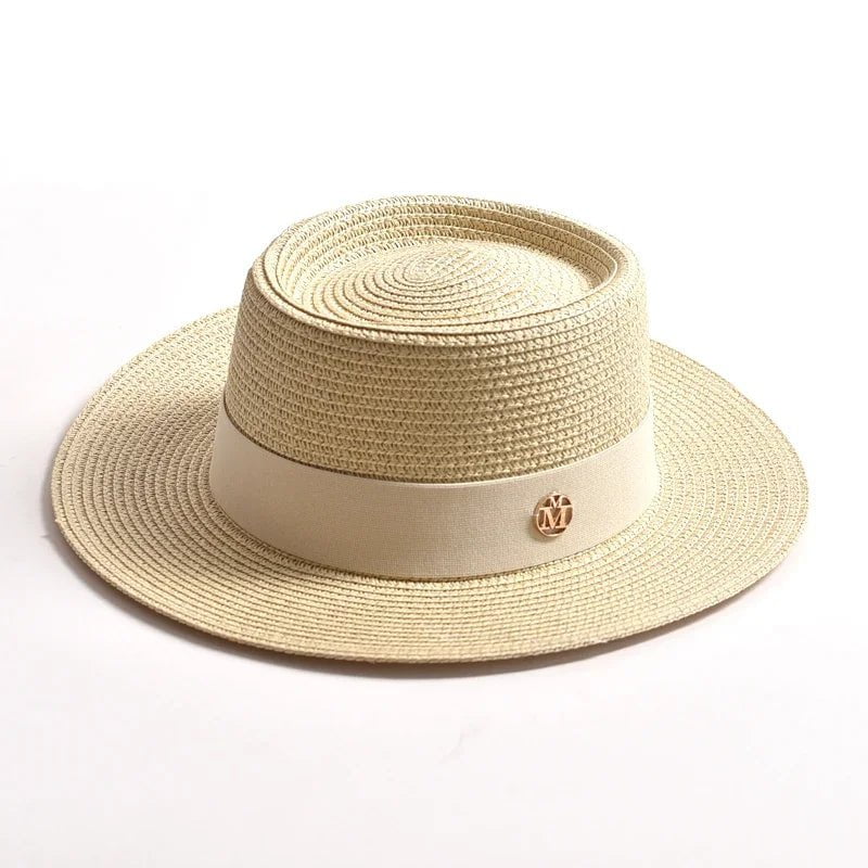 La boutique du chapeau Beige / 55-58cm Chapeau de plage avec ruban