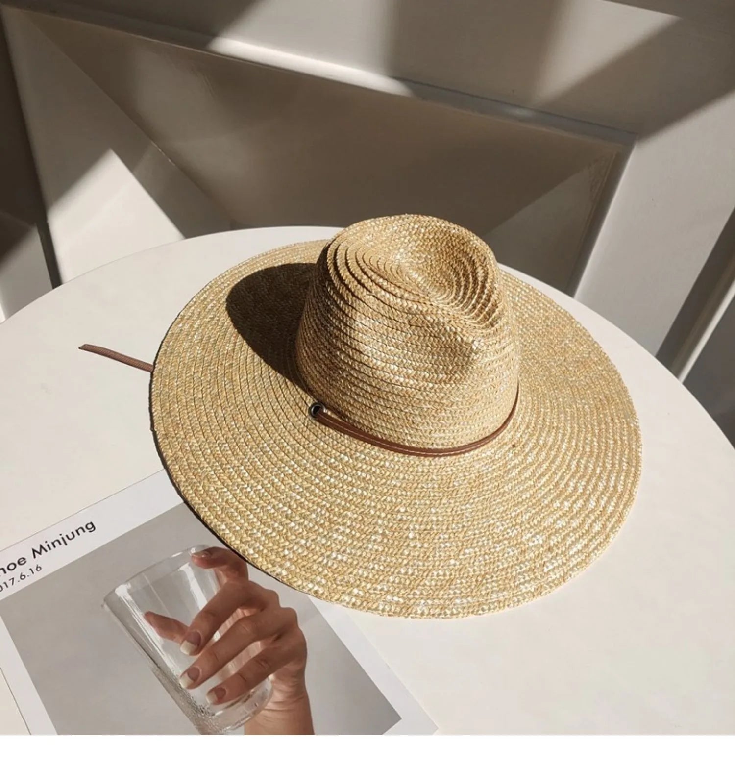 La boutique du chapeau Beige / 56-58CM Chapeau de soleil en paille avec sangle