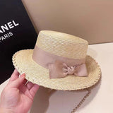 La boutique du chapeau Beige / ajustable Chapeau de paille avec nœud décoratif