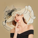 La boutique du chapeau Beige/blanc / 56-58CM Chapeau de cérémonie original