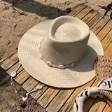 La boutique du chapeau Beige Chapeau de paille avec ficelle