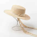 La boutique du chapeau Beige Chapeau de paille avec ruban