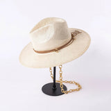 La boutique du chapeau Beige Chapeaux de paille avec chaine