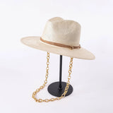 La boutique du chapeau Beige Chapeaux de paille avec chaine