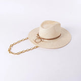 La boutique du chapeau Beige Chapeaux de paille avec chaine