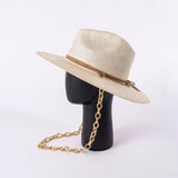 La boutique du chapeau Beige Chapeaux de paille avec chaine