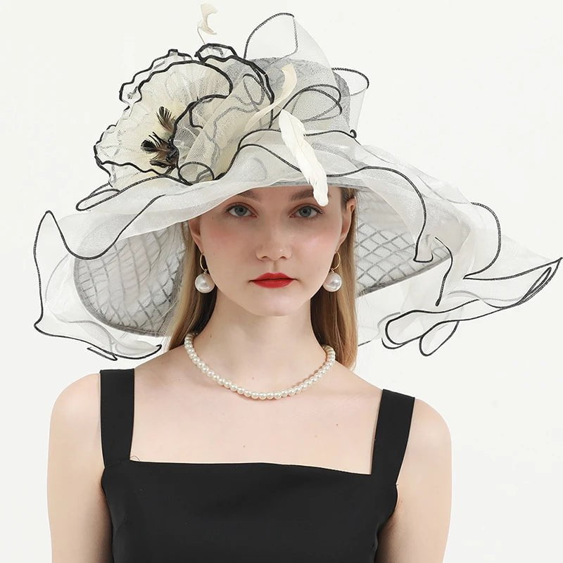 La boutique du chapeau Beige / M 56-58cm Chapeau de mariage élégant