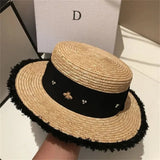 La boutique du chapeau Beige/noir / M 55-58cm Chapeau de paille plat