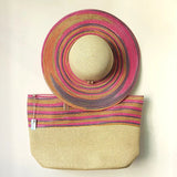 La boutique du chapeau Beige/rose / M Chapeau de paille et sac de plage beige