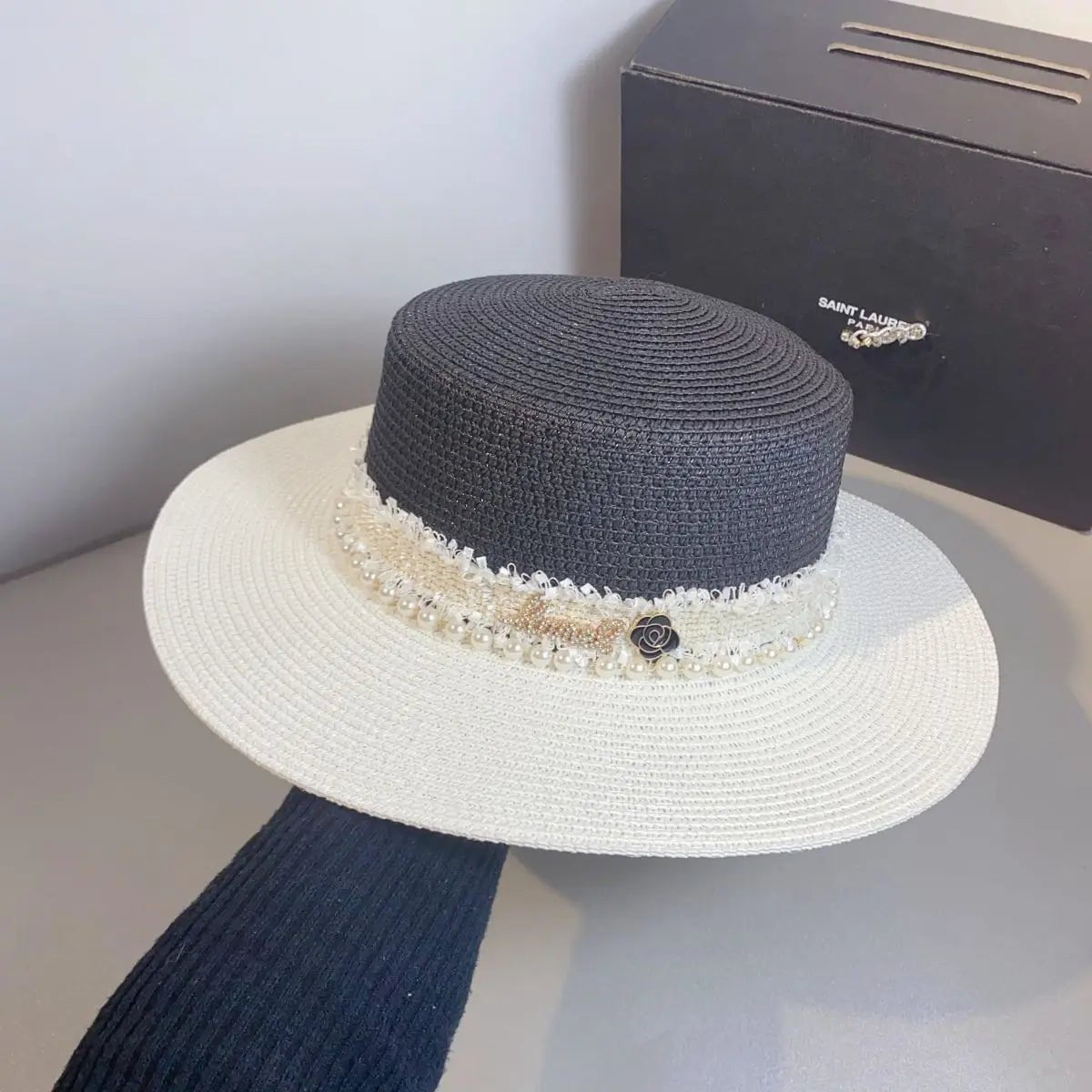 La boutique du chapeau Black / L / CHINA Chapeau de paille blanc