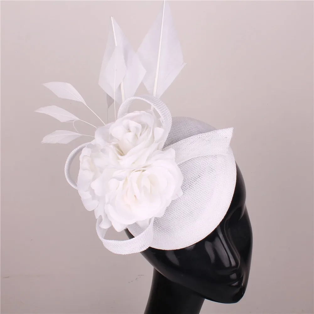 La boutique du chapeau Blanc / 20CM Chapeau Bibi Fleur