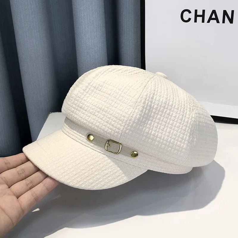 La boutique du chapeau Blanc / 54-58cm Béret octogonal rétro