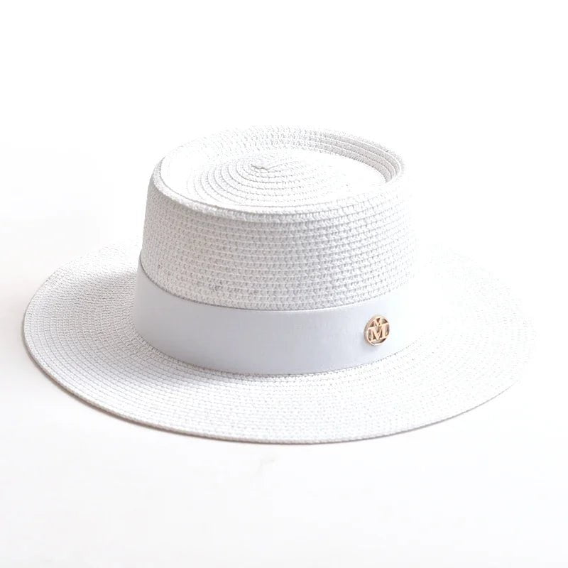 La boutique du chapeau Blanc / 55-58cm Chapeau de plage avec ruban