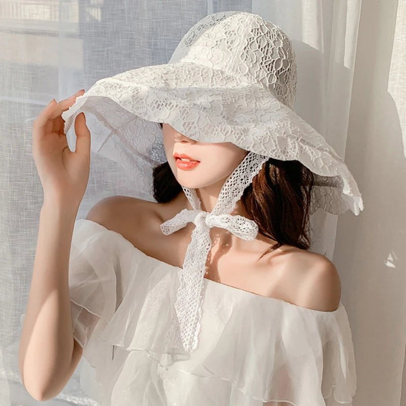 La boutique du chapeau Blanc / 56-58CM Chapeau d'été en dentelle