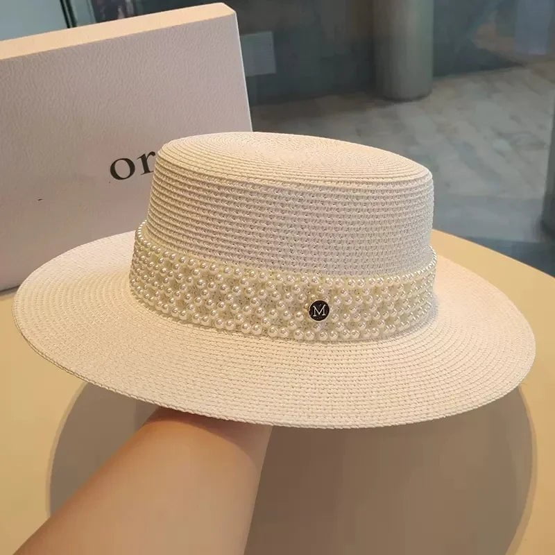 La boutique du chapeau Blanc / 56-58cm Chapeau de paille élégant