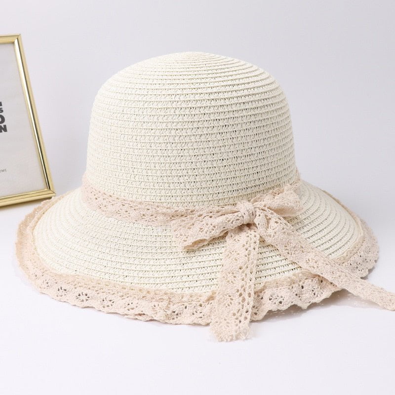 La boutique du chapeau Blanc / 56-58cm Chapeau de plage en paille