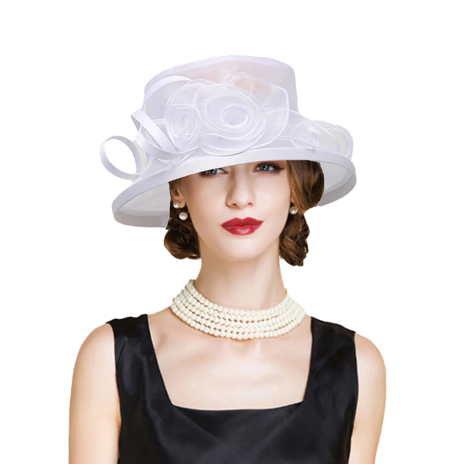 La boutique du chapeau Blanc / 56 à 58cm Chapeau de cérémonie vintage avec fleurs