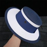 La boutique du chapeau Blanc/bleu / 56-58cm Chapeau de paille bicolore