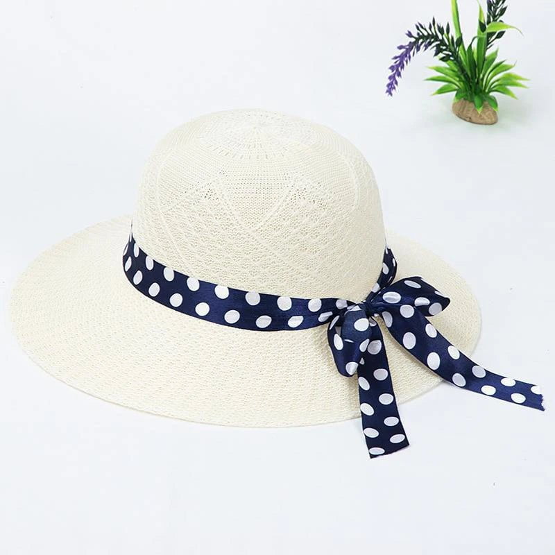La boutique du chapeau Blanc Chapeau de paille avec nœud papillon
