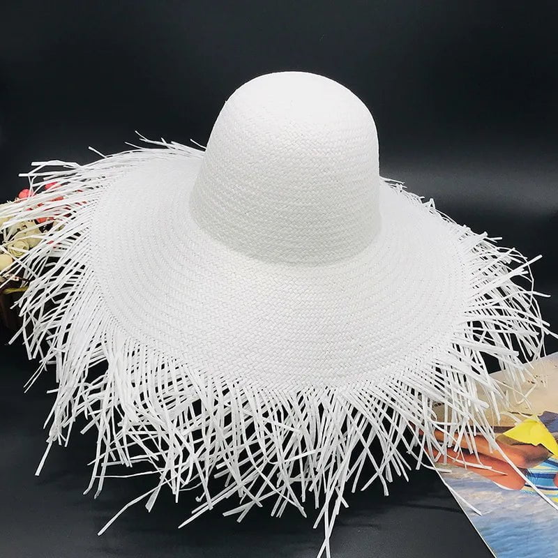 La boutique du chapeau Blanc Chapeau de soleil paille