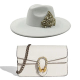 La boutique du chapeau Blanc Chapeau Fedora et sac a main