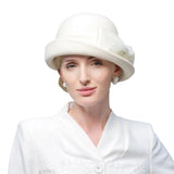 La boutique du chapeau Blanc / M (56-58cm) Chapeau Fedora Distingué pour Femme