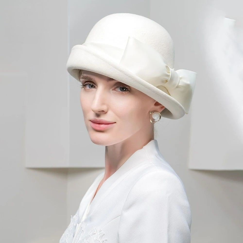 La boutique du chapeau Blanc / M (56-58cm) Chapeau Fedora Distingué pour Femme