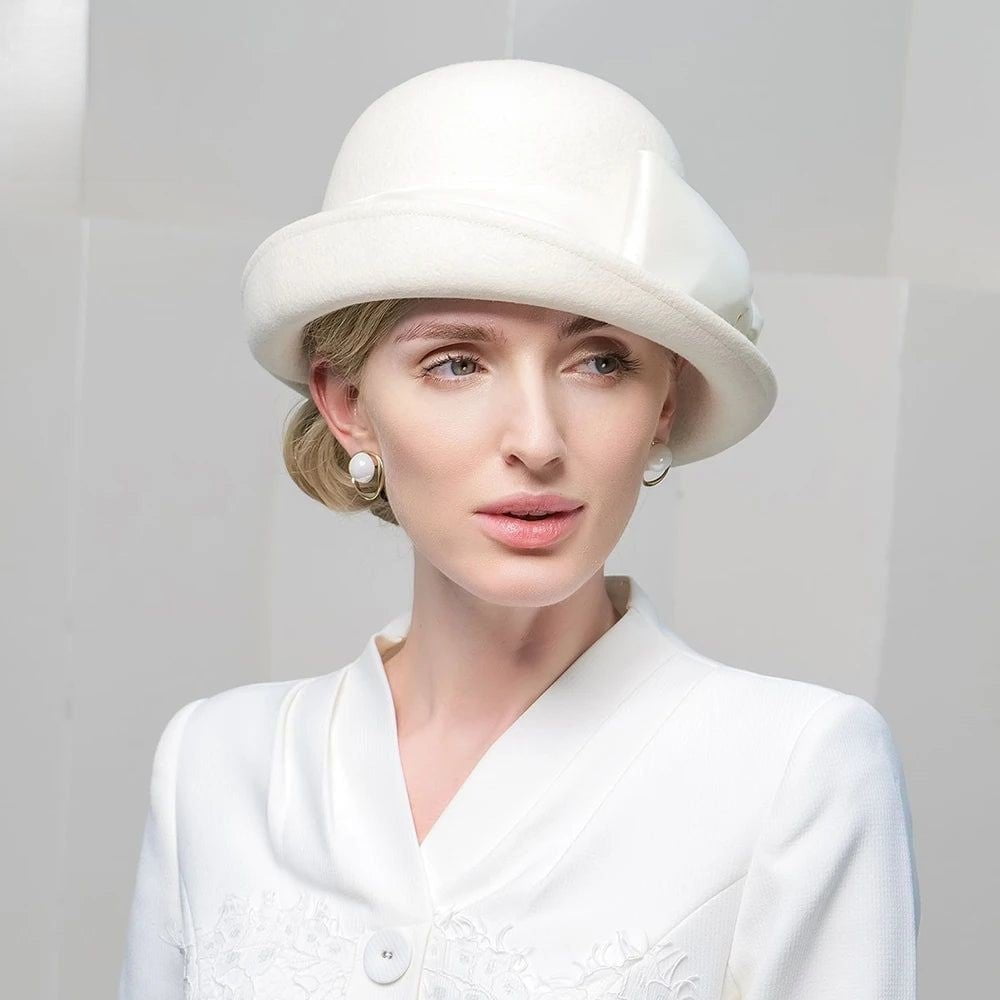 La boutique du chapeau Blanc / M (56-58cm) Chapeau Fedora Distingué pour Femme