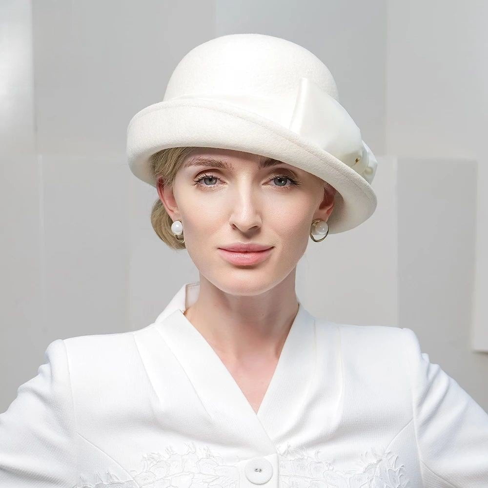 La boutique du chapeau Blanc / M (56-58cm) Chapeau Fedora Distingué pour Femme