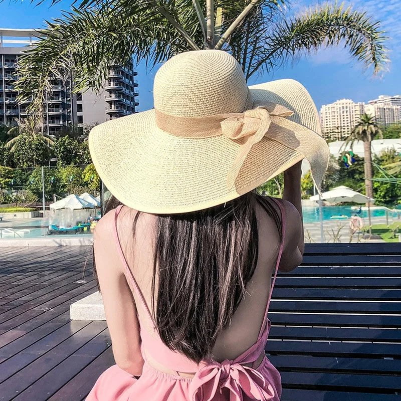 La boutique du chapeau Blanc / M55-58cm Grand chapeau de plage