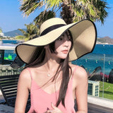 La boutique du chapeau Blanc / M55-58cm Grand chapeau de plage