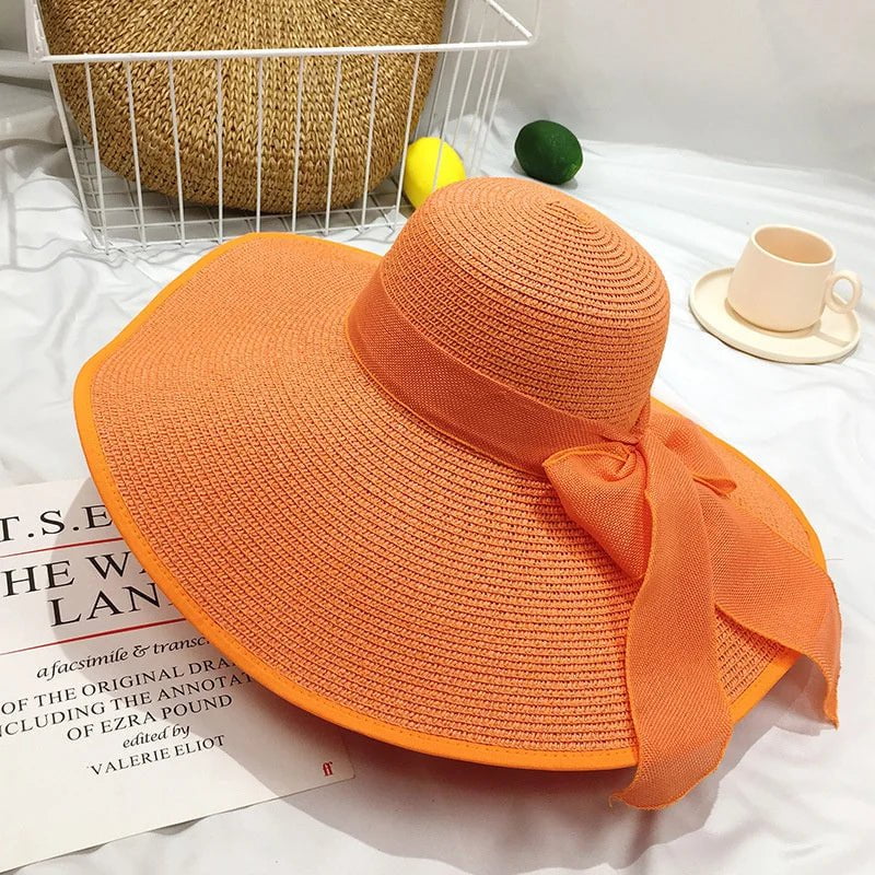 La boutique du chapeau Blanc / M55-58cm Grand chapeau de plage