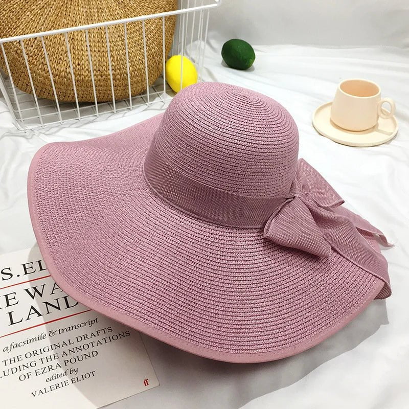 La boutique du chapeau Blanc / M55-58cm Grand chapeau de plage