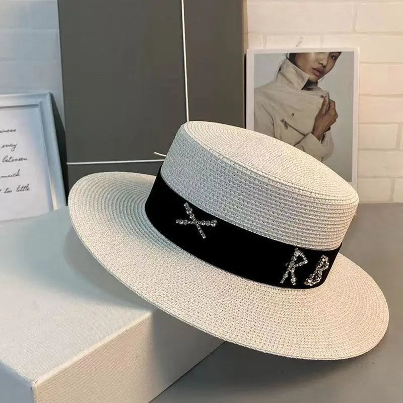 La boutique du chapeau Blanc/noir / 55-58CM Chapeau de paille français