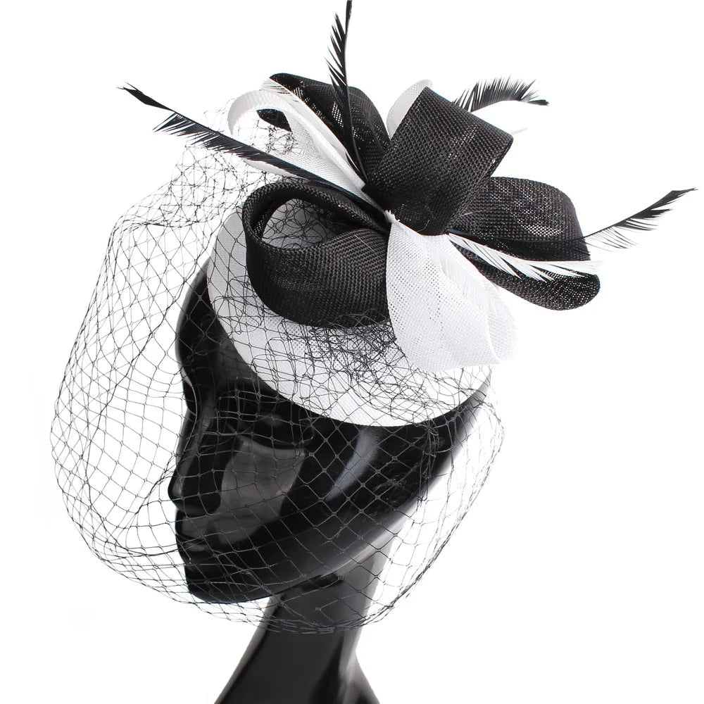 La boutique du chapeau Blanc/noir Chapeau Bibi Soirée