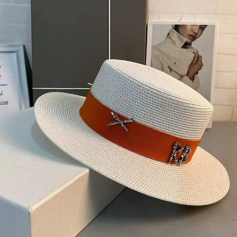 La boutique du chapeau Blanc/rouge / 55-58CM Chapeau de paille français