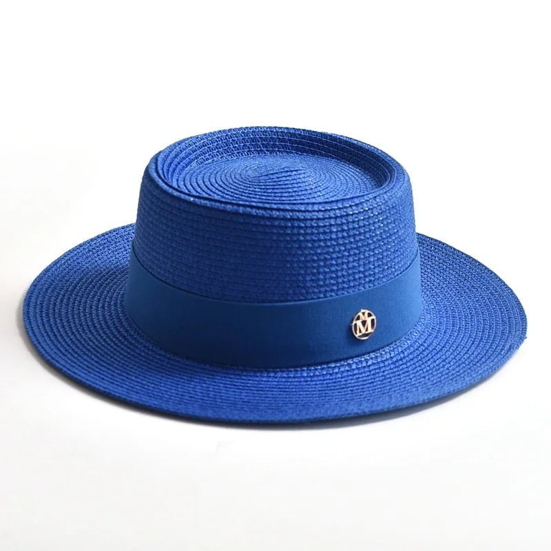 La boutique du chapeau Bleu / 55-58cm Chapeau de plage avec ruban