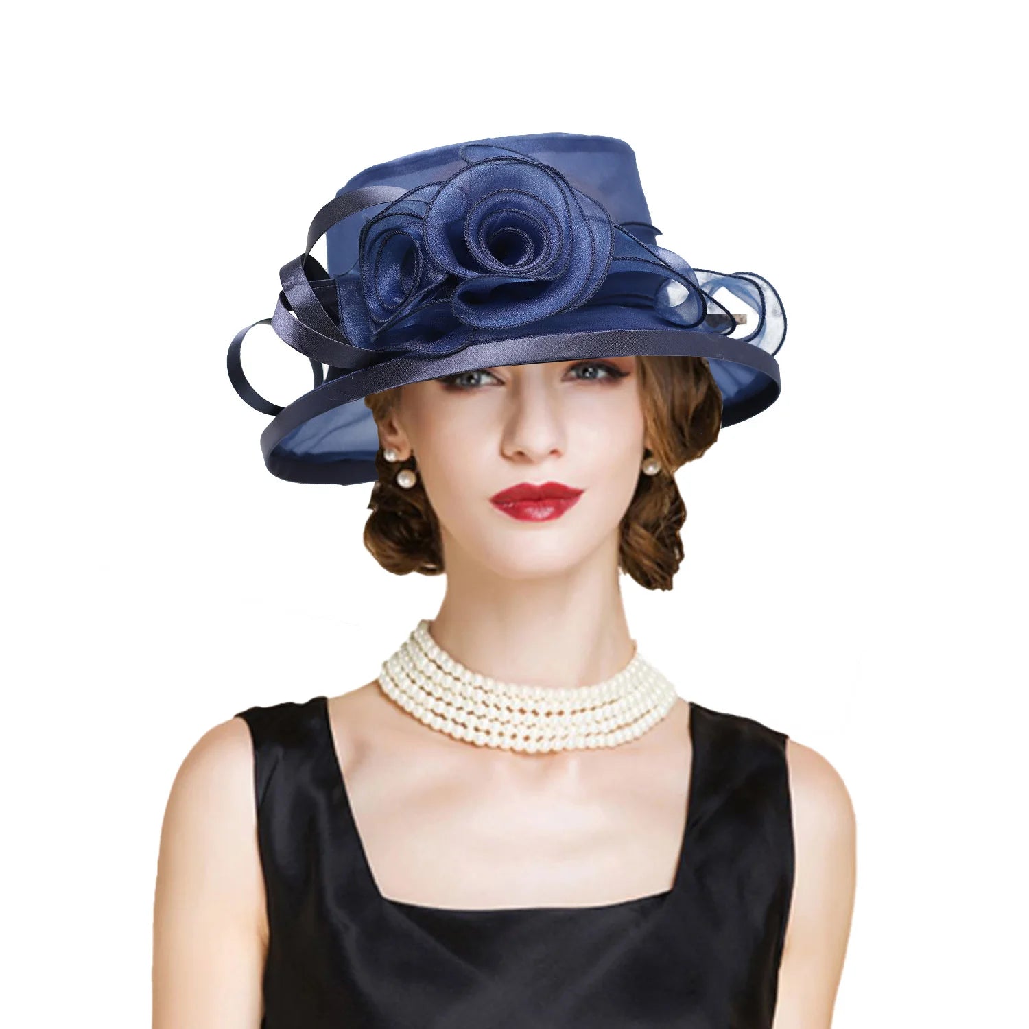 La boutique du chapeau Bleu / 56 à 58cm Chapeau de cérémonie vintage avec fleurs