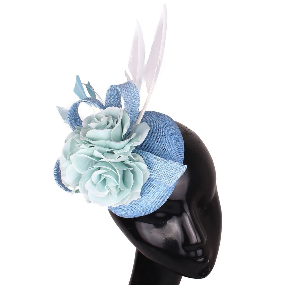 La boutique du chapeau Bleu ciel / 20CM Chapeau Bibi Fleur